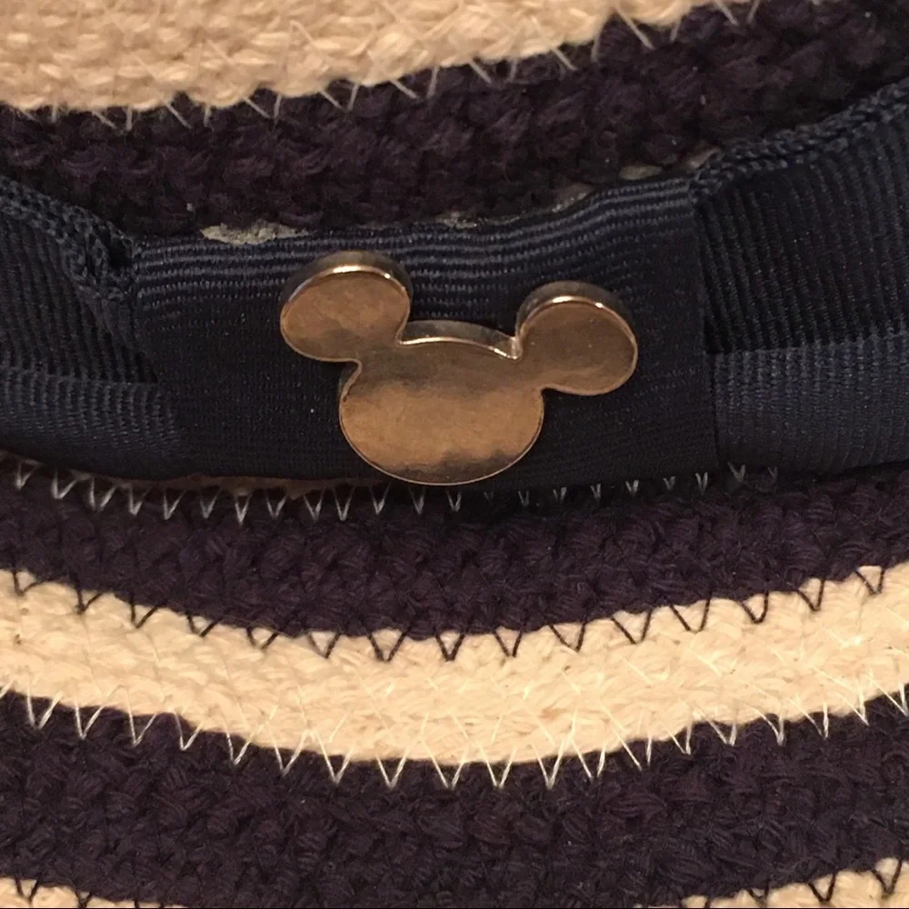 Disney Navy and White Striped Wide Brim Sun Hat